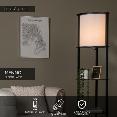 Lucide MENNO - Floor lamp - 1xE27 - Black